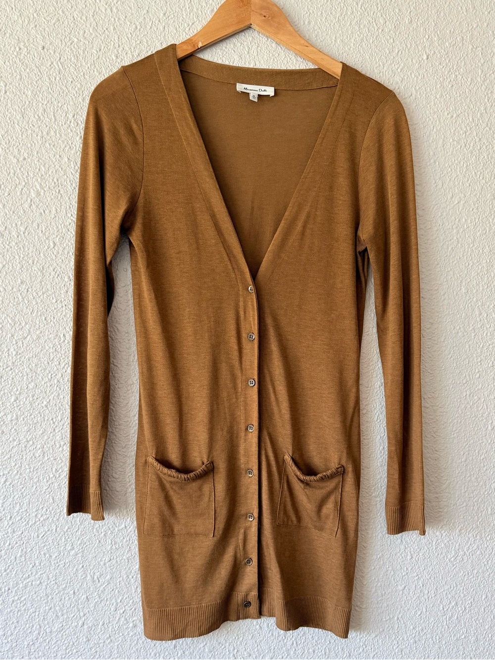 Massimo Dutti Camel Button Front Light Cardigan